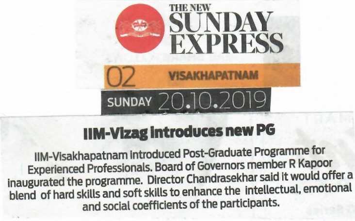 IIM-V launches MBA course for Executives - 20.10.2019