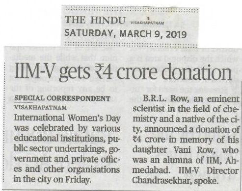 Donation to IIMV - 09.03.2019