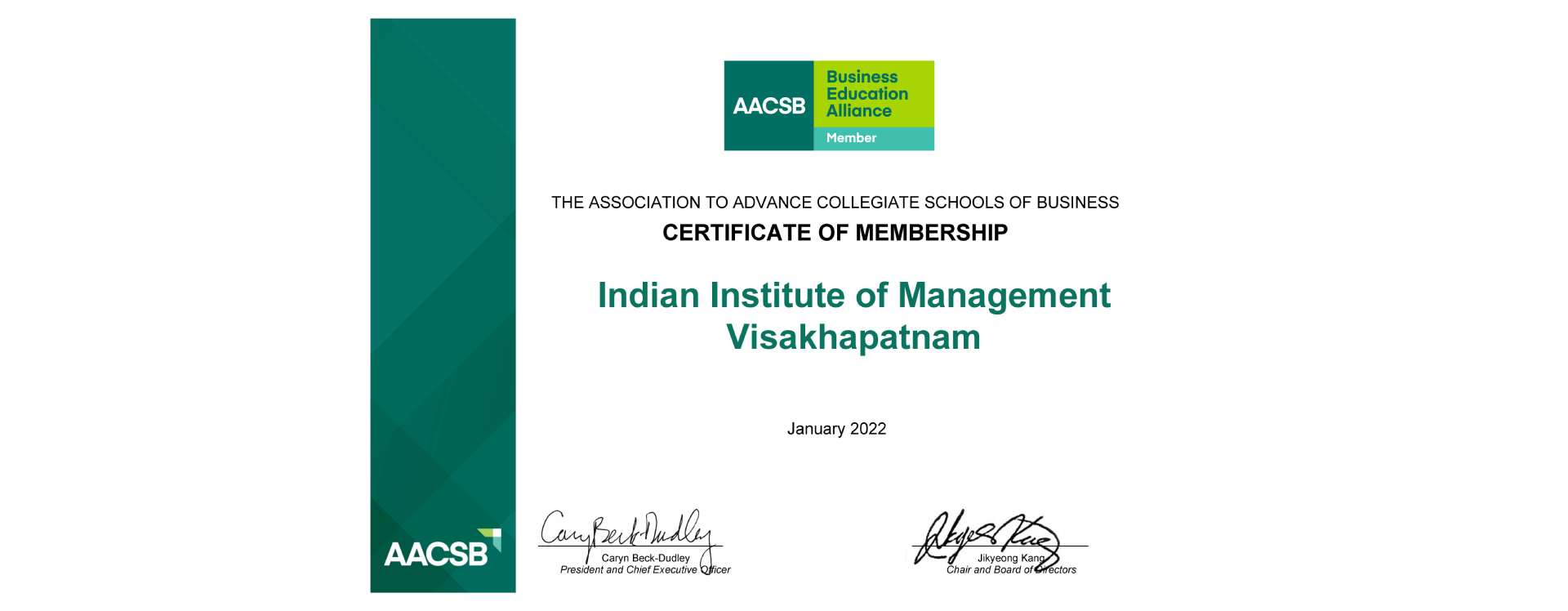 The Institute is pleased to announce that it is now <br>a Business Education Alliance Member of the AACSB, <br>which is the largest global network of business educators.