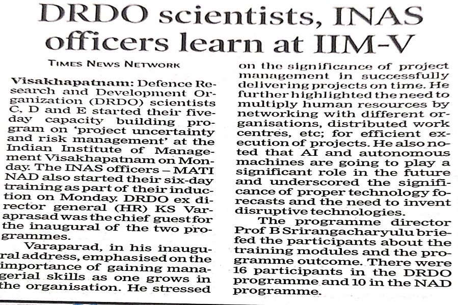 DRDO Scientists and INAS officers learn at IIMV - 25.07.2023