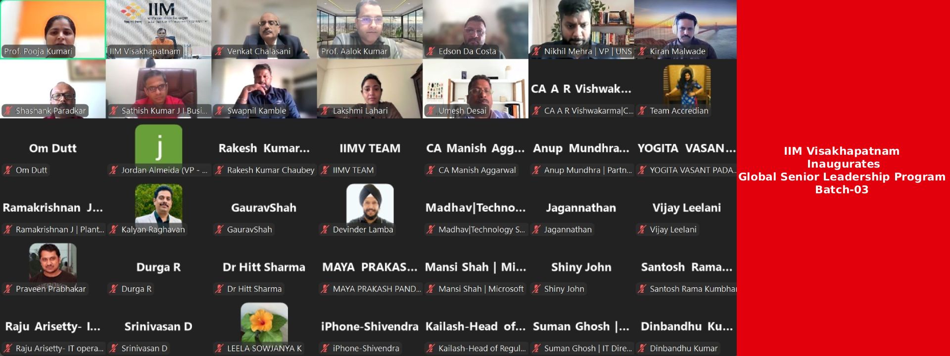 IIM Visakhapatnam Inaugurates Global Senior Leadership Program Batch-03